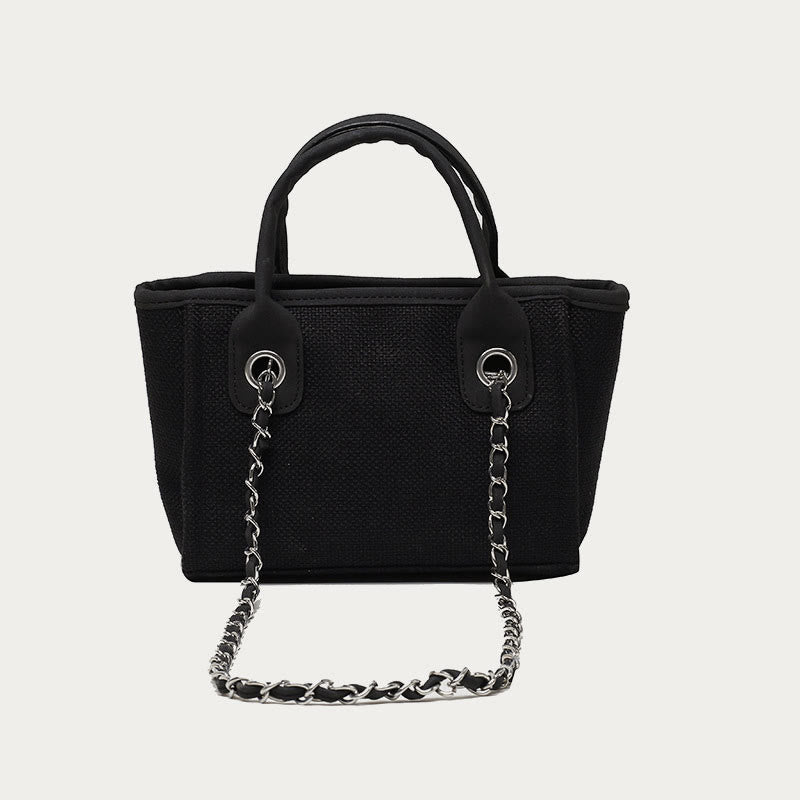 Crossbody Canvas Tote for Women – Chain Strap Bucket Bag