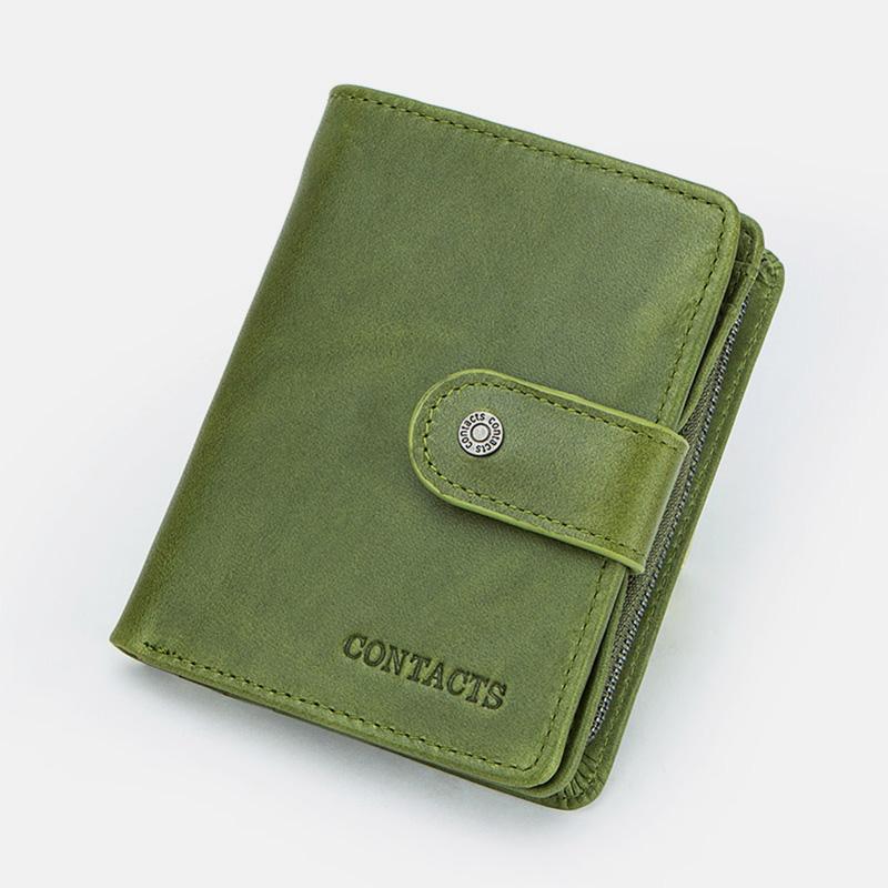 RFID GenuineLeather Multi - Card Buckle Wallet
