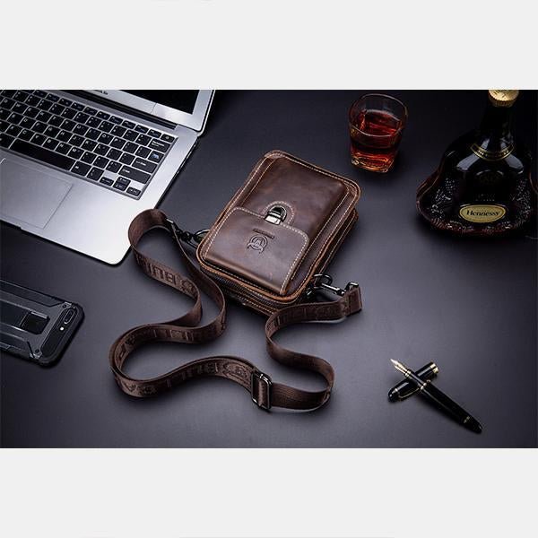 Genuine Leather Multifunctional Waist & Messenger Bag for Men – Versatile Crossbody & Shoulder Bag