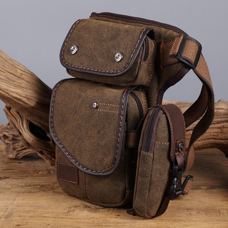 Durable Leg Bag for Men – Vertical Outdoor Sports Canvas Bag with Adjustable Strap