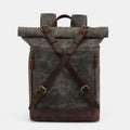 Unisxe Leather Canvas Waxed Backpack Travel Rucksack Waterproof Laptop Bag