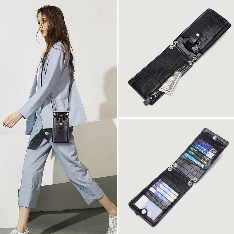 Women's leather crossbody phone bag with card slots
