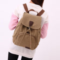 Vintage Canvas Backpack for Women & Girls – Drawstring Rucksack for School & Travel