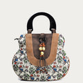 Women's ethnic print canvas top-handle bag