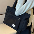 Tote Bag for Women – Plain Color with Badge Decor, Shoulder Bag