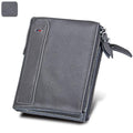 Men’s Genuine Leather RFID Wallet – Multi - Card & Coin Pockets, Zipper & Buckle Closure