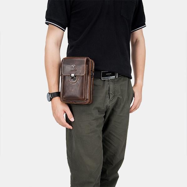 Genuine Leather Multifunctional Waist & Messenger Bag for Men – Versatile Crossbody & Shoulder Bag