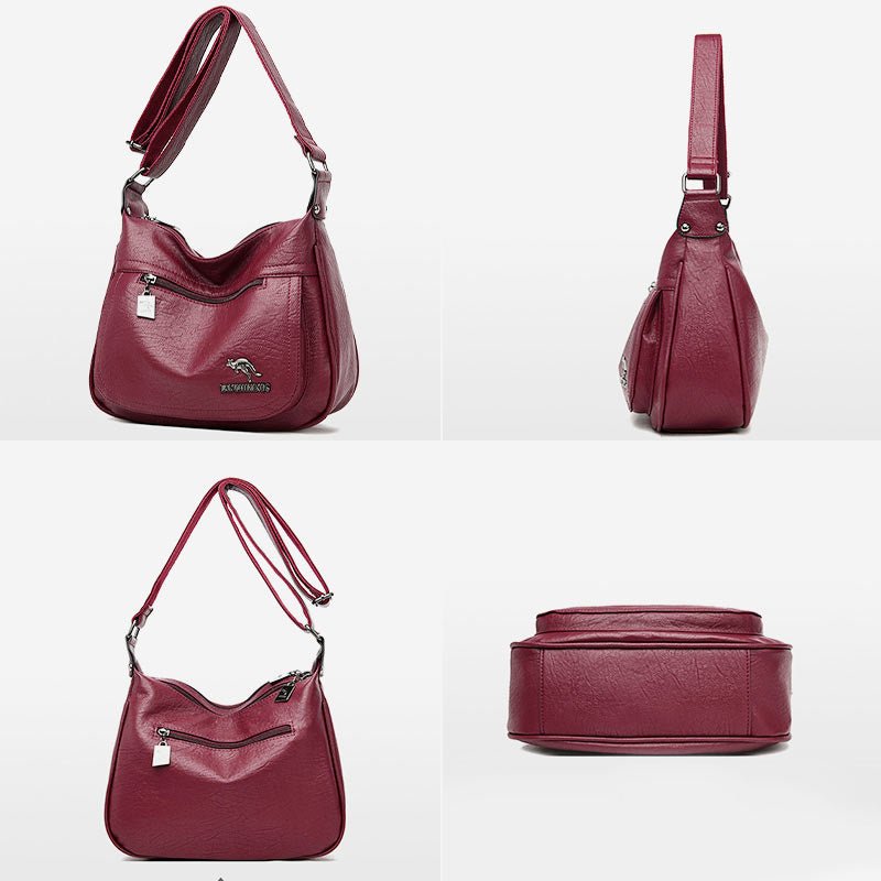 Women’s Soft Leather Double Compartment Crossbody Bag – Stylish & Practical Shoulder Bag