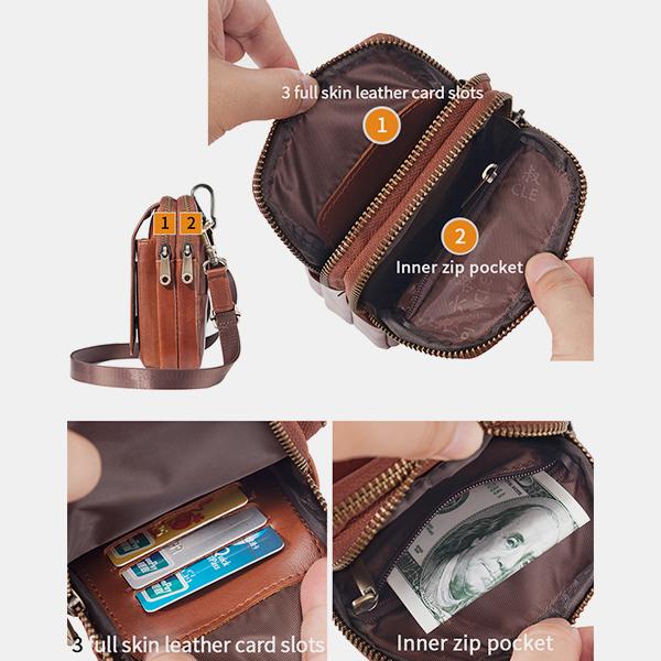Men's genuine leather waist and shoulder bag