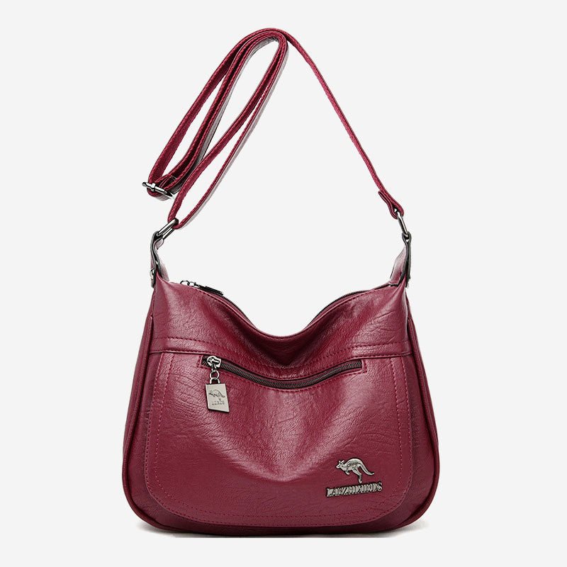 Women’s Soft Leather Double Compartment Crossbody Bag – Stylish & Practical Shoulder Bag