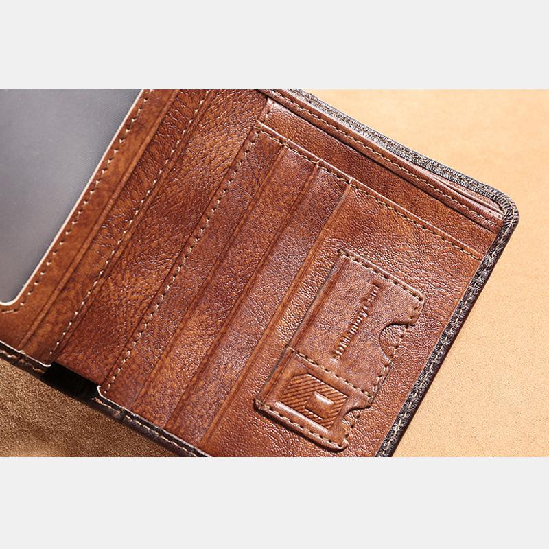 Genuine Leather RFID Multi - Card Bifold Wallet for Men - Secure & Stylish Business Wallet
