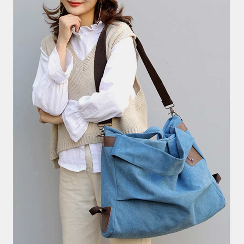 Large Capacity Canvas Handbag for Women – Crossbody Tote & Hobo Bag