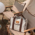 Linen canvas mommy tote bag with zipper and adjustable strap