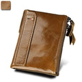 Men’s Genuine Leather RFID Wallet – Multi - Card & Coin Pockets, Zipper & Buckle Closure