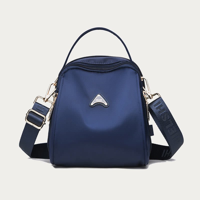 Navy blue wide-strap nylon crossbody bag for women