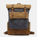 Canvas Leather Backpack Rucksack – Fits 15.6