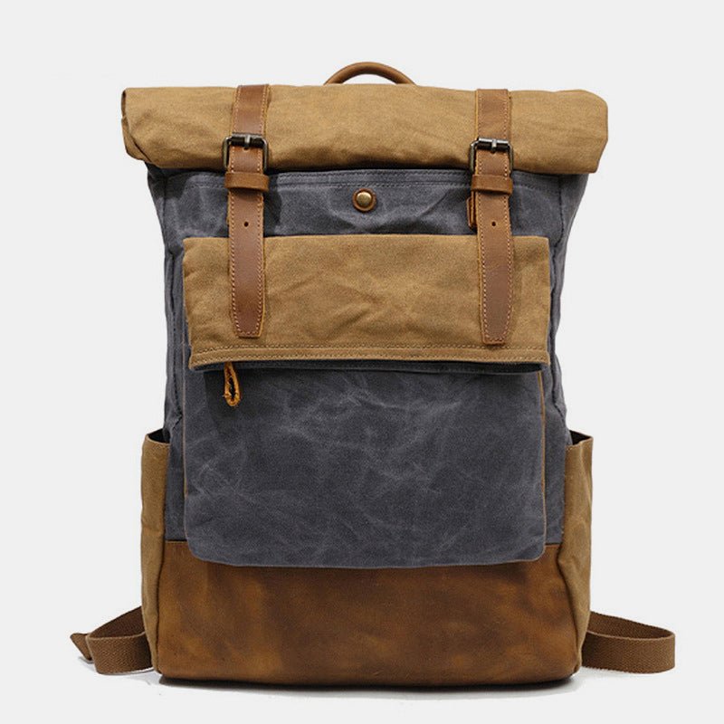 Canvas Leather Backpack Rucksack – Fits 15.6" Laptops | Perfect for College, Weekend Travel, and Daily Use