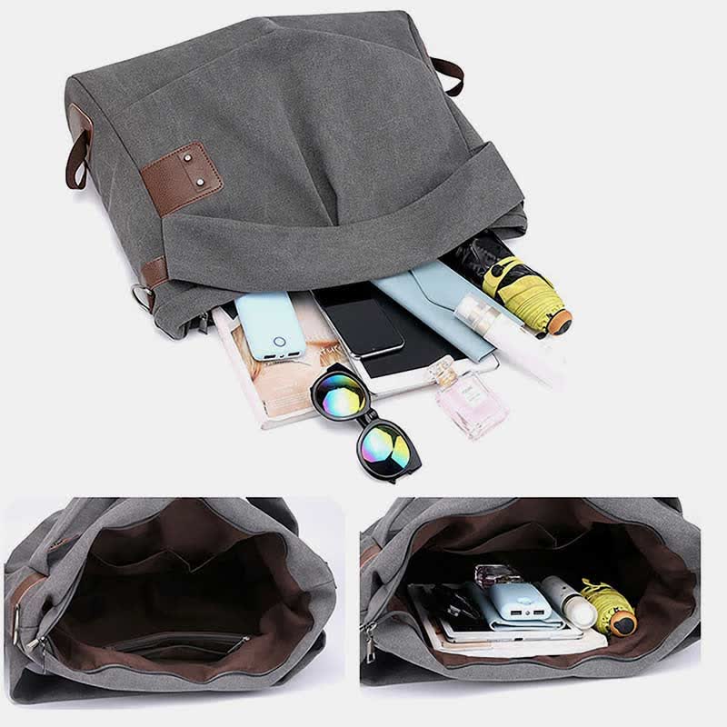Large Capacity Canvas Handbag for Women – Crossbody Tote & Hobo Bag