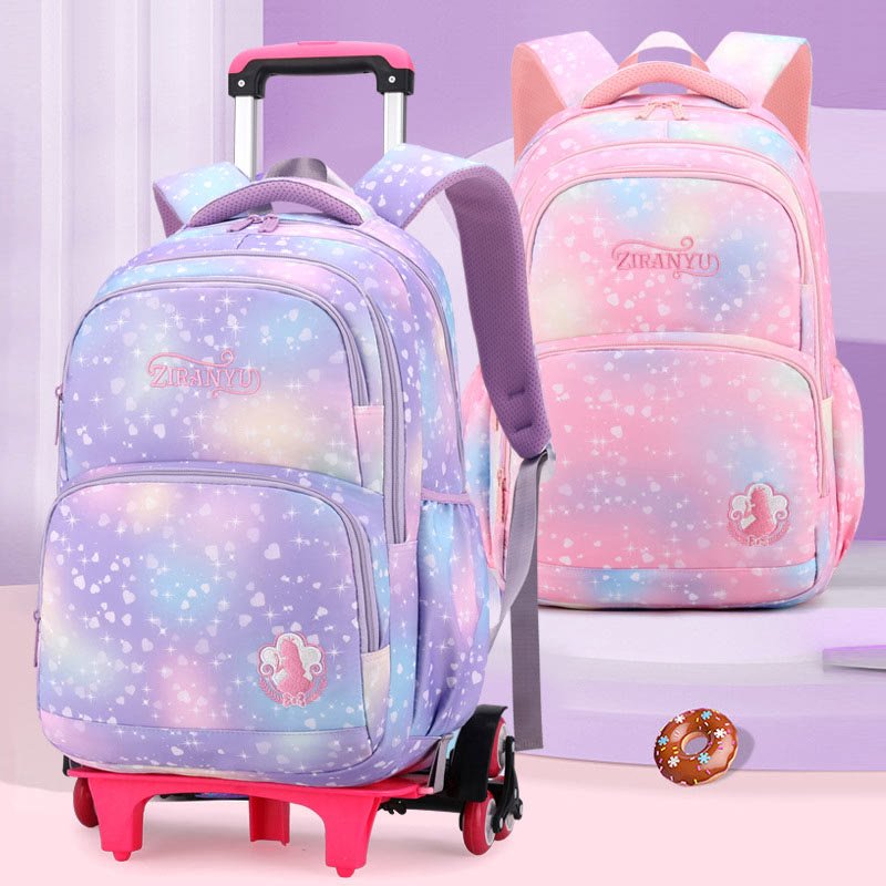 Durable Nylon Rolling Backpack for Kids – School Bag with Wheels, Adjustable Straps