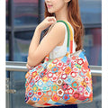 Genuine Leather Multicolor Flower Boho Handbag – A Touch of Artistic Elegance