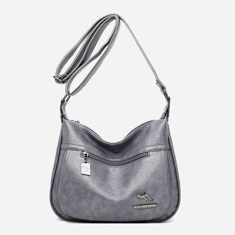 Women’s Soft Leather Double Compartment Crossbody Bag – Stylish & Practical Shoulder Bag