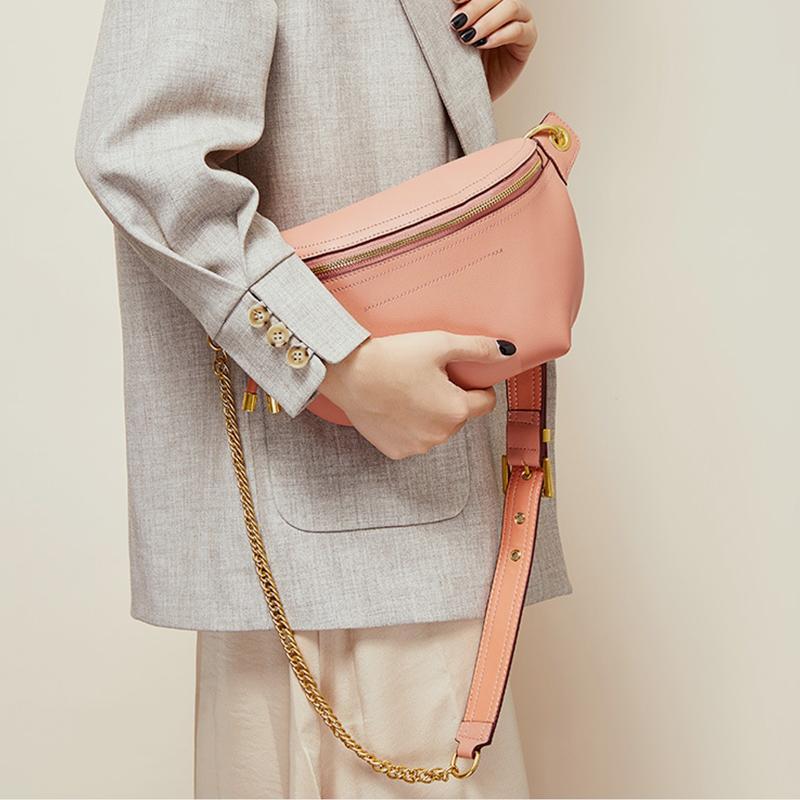 Women's genuine leather crossbody and waist bag
