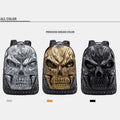 3D Skull Punk Rivet Leather Backpack | Waterproof Embossed Ghost Head Knapsack