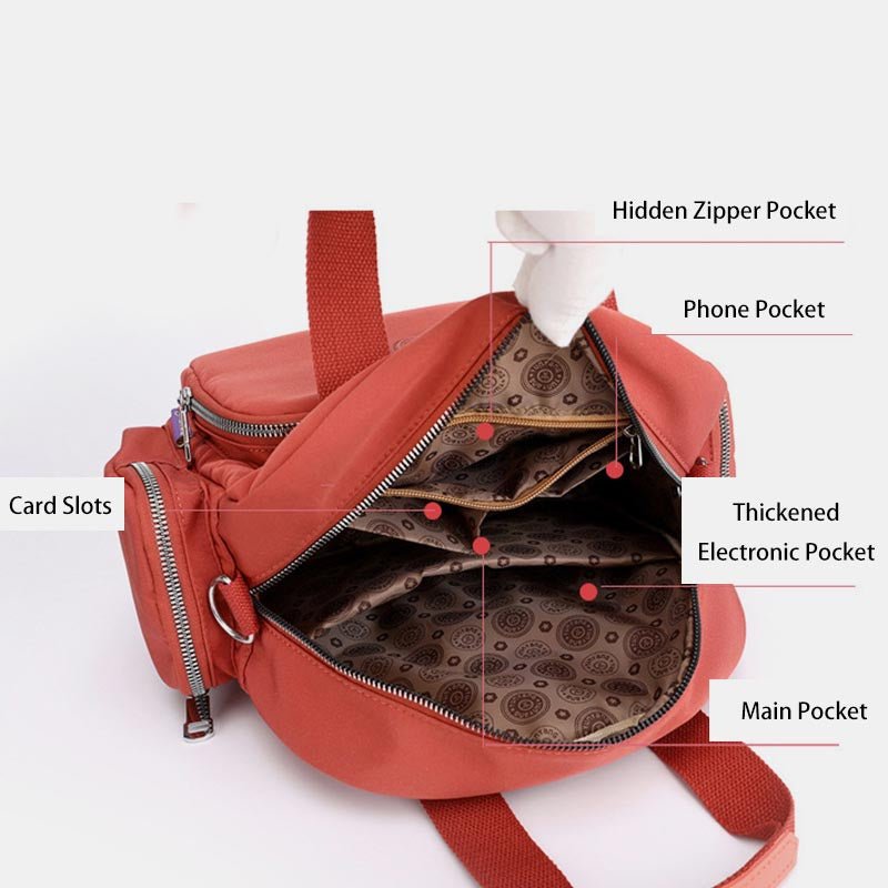 Women's 3-way nylon backpack with USB charging port