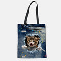 Unisex Cute Pets Print Tote Bag – Reusable Shopping Shoulder Bag for Daily Use
