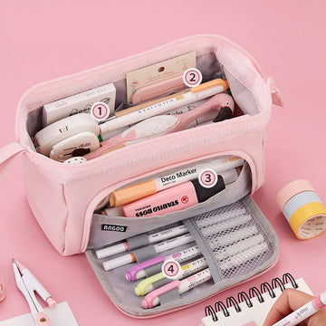 Double layer large capacity pencil case