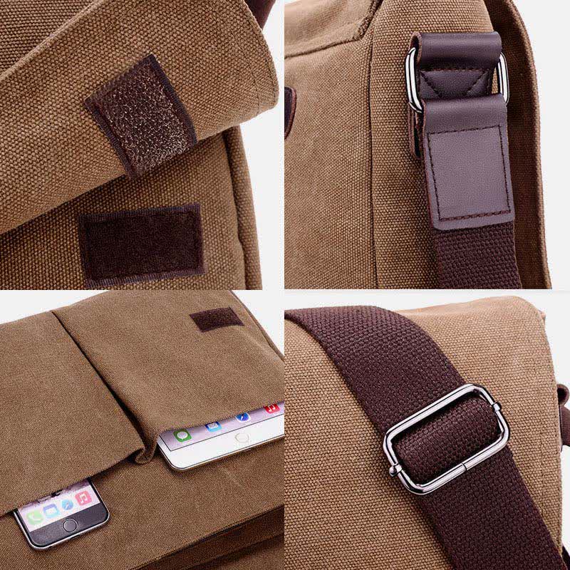 Canvas Messenger Bag for Men Travel Satchel Water Resistant Crossbody Bag